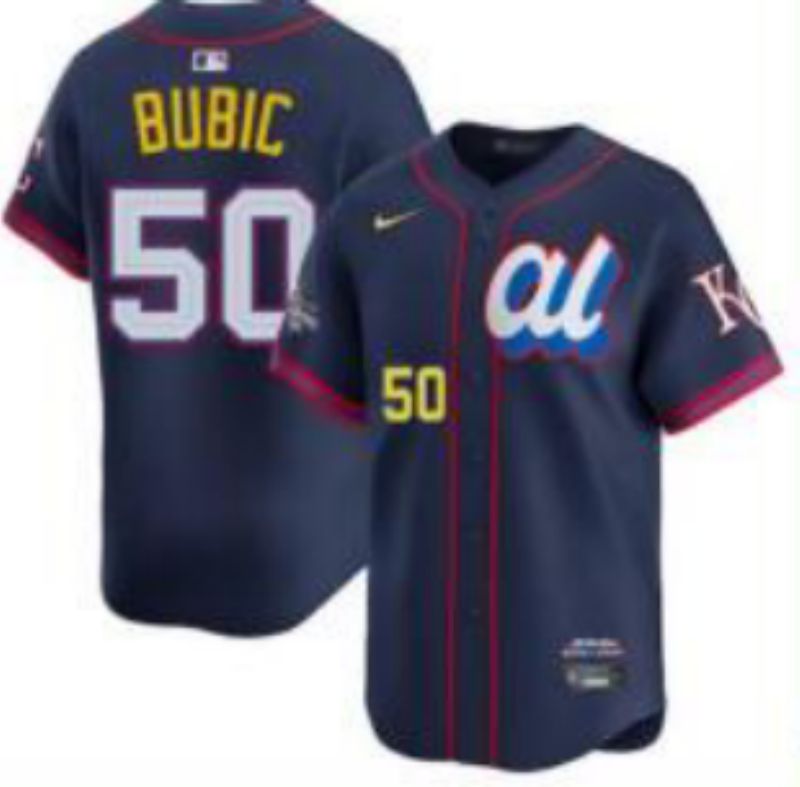 Men 2025 Kansas City Royals #50 Bubic Drak blue Nike MLB All Star jersey style 3